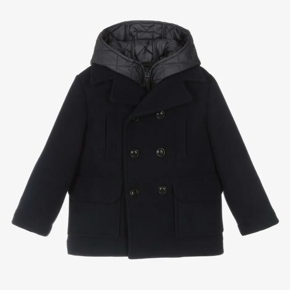 Il Gufo Boys Navy Blue Felted 2-in-1 Coat