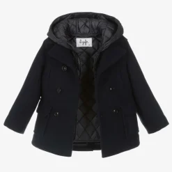 Il Gufo Boys Navy Blue Felted 2-in-1 Coat