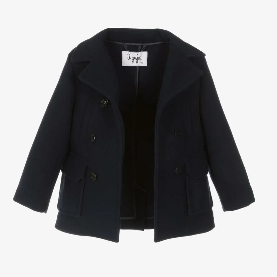 Il Gufo Boys Navy Blue Felted 2-in-1 Coat