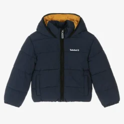 Timberland Boys Navy Blue Hooded Puffer Jacket Outlet