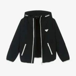 Emporio Armani Boys Navy Blue Hooded Windbreaker New