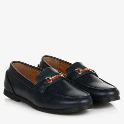 Romano Boys Navy Blue Horsebit Loafers Best