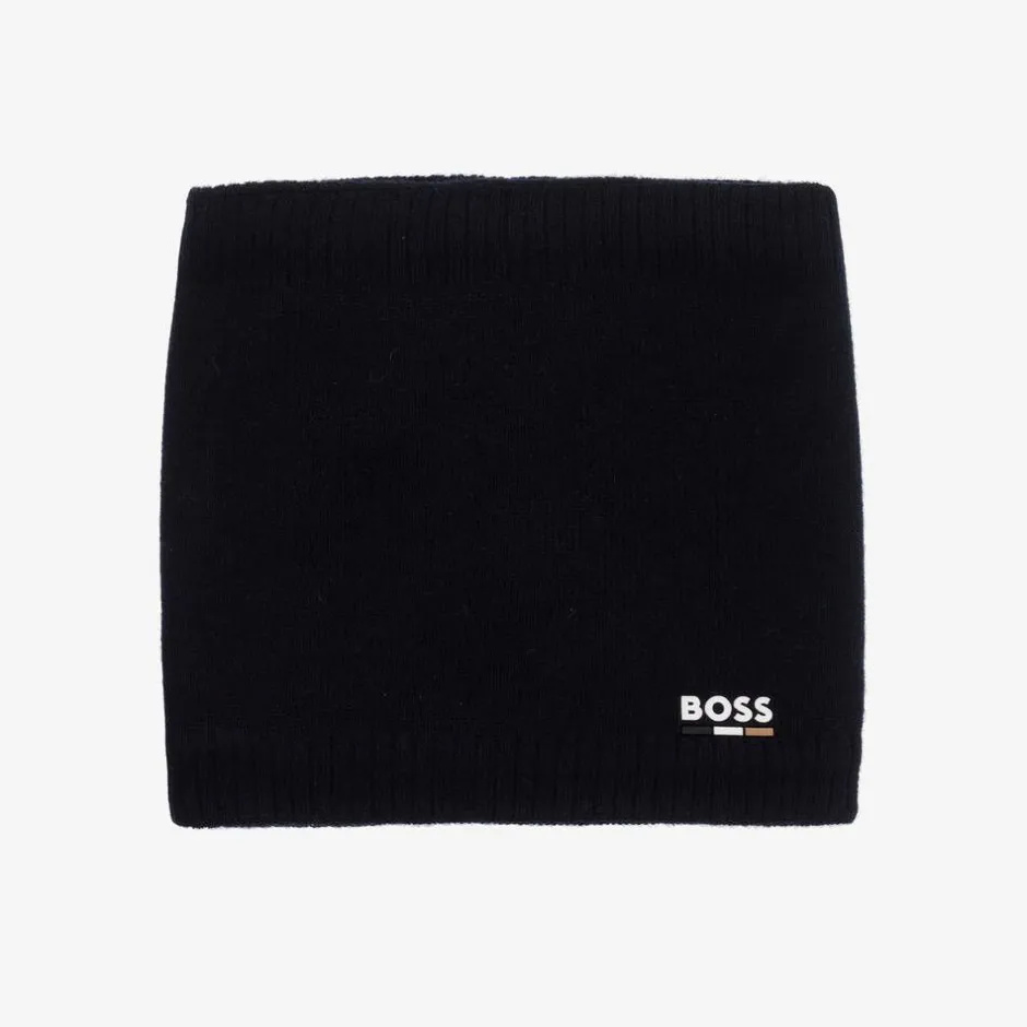 BOSS Boys Navy Blue Knitted Snood Discount