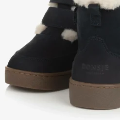 Donsje Boys Blue Leather Boots Navy Discount