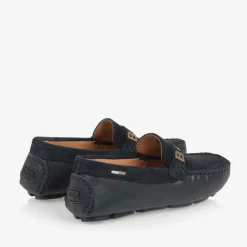 BOSS Boys Navy Blue Leather Moccasins Best