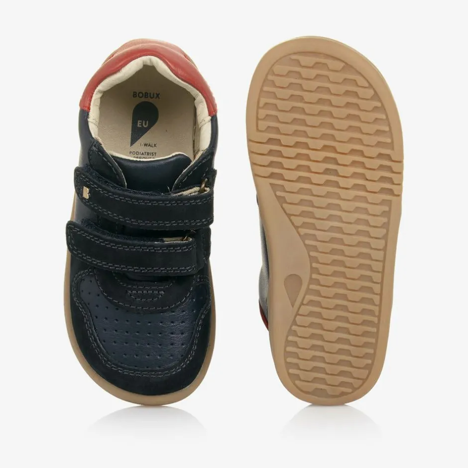 Bobux IWalk Boys Navy Blue Leather Trainers New