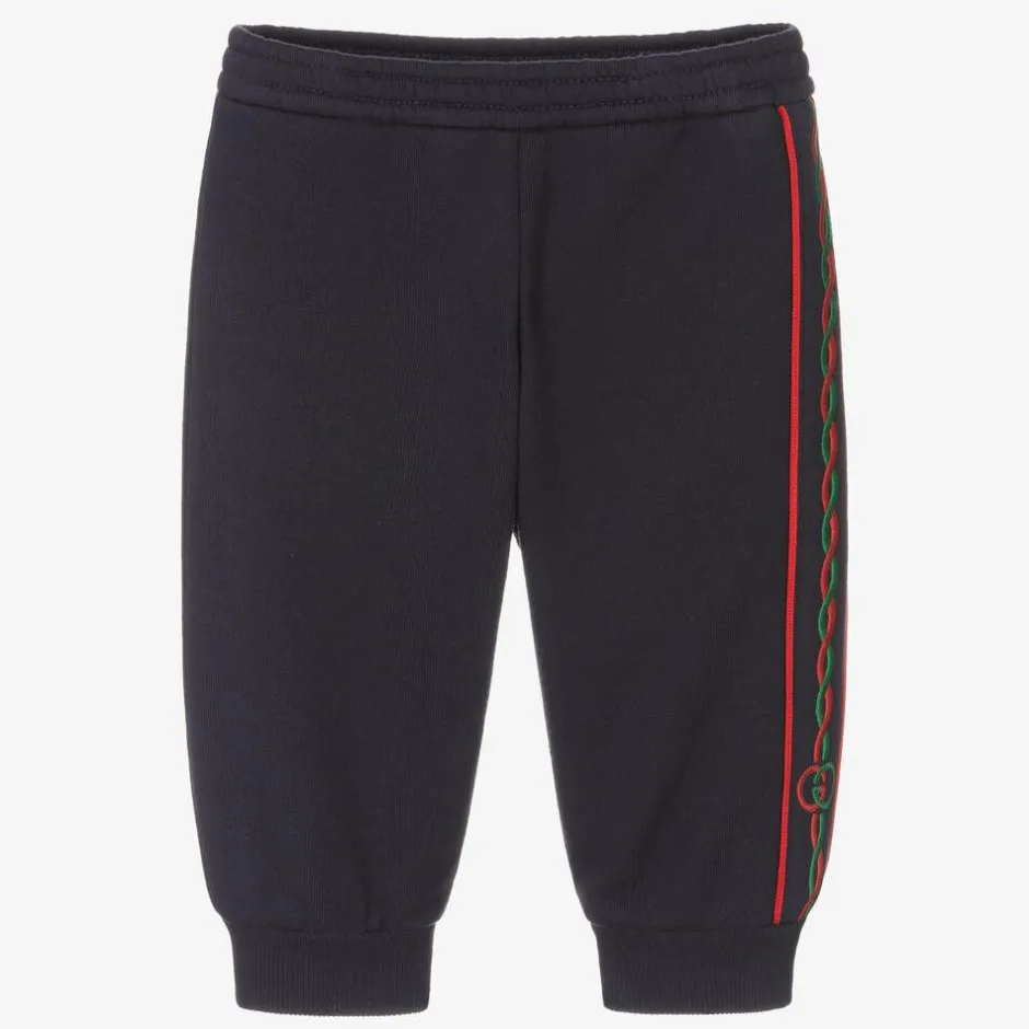 Gucci Boys Navy Blue Logo Joggers Clearance
