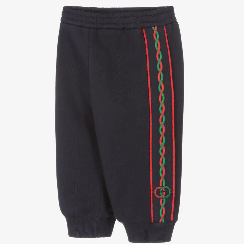 Gucci Boys Navy Blue Logo Joggers Clearance