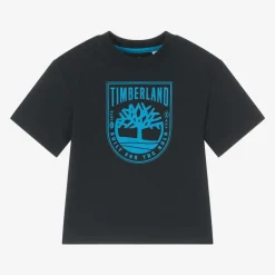 Timberland Boys Navy Blue Organic Cotton T-Shirt New