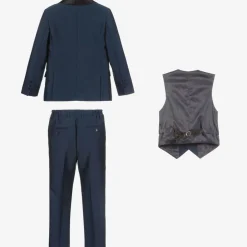 Romano Boys Navy Blue Satin Suit Discount