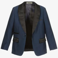 Romano Boys Navy Blue Satin Suit Discount