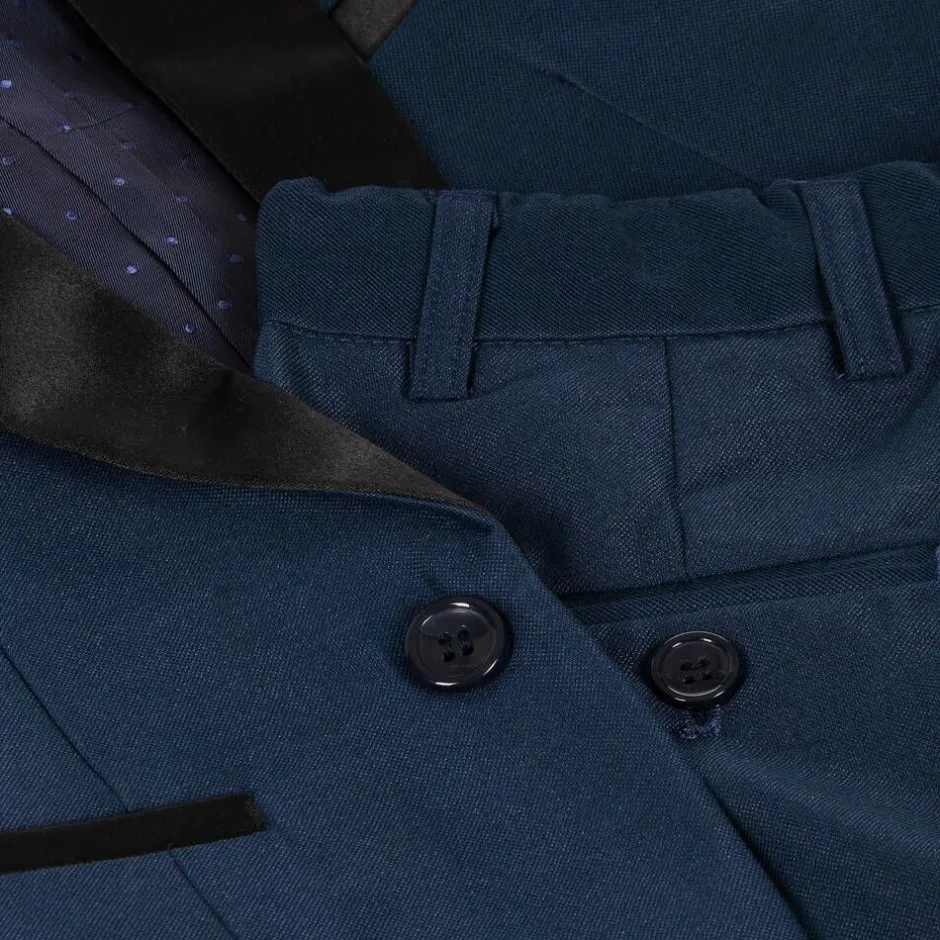 Romano Boys Navy Blue Satin Suit Discount