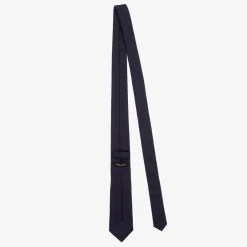 Emporio Armani Boys Navy Blue Silk Eagle Logo Tie Discount