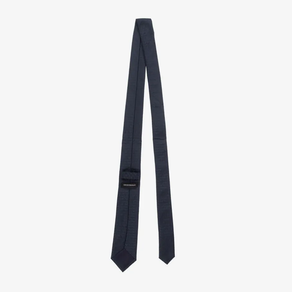 Emporio Armani Boys Navy Blue Silk Jacquard Tie Hot