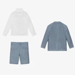 Beau KiD Boys Navy Blue Stripe Cotton Shorts Suit Online