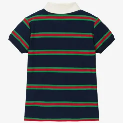 Gucci Boys Navy Blue Striped Web Polo Shirt Sale