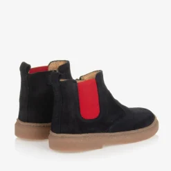 Pom dApi Boys Navy Blue Suede Leather Boots Clearance