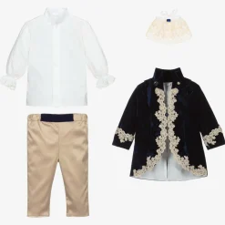 Andreeatex Boys Navy Blue Velvet & Satin Suit New