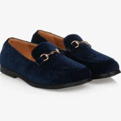 Romano Boys Navy Blue Velvet Loafers