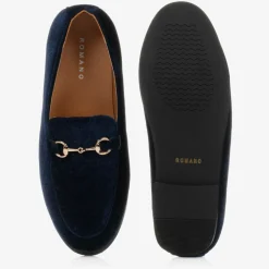 Romano Boys Navy Blue Velvet Loafers
