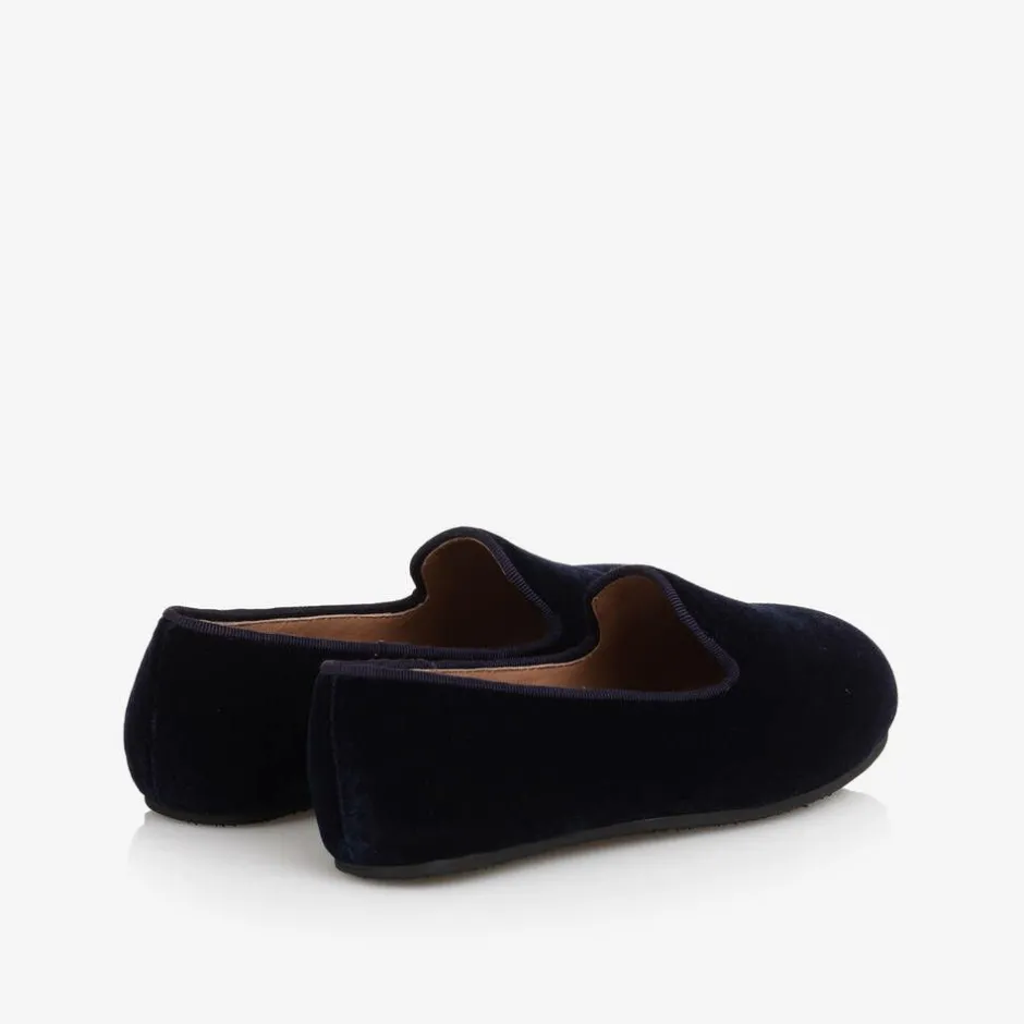 Age of Innocence Boys Navy Blue Velvet Loafers Clearance