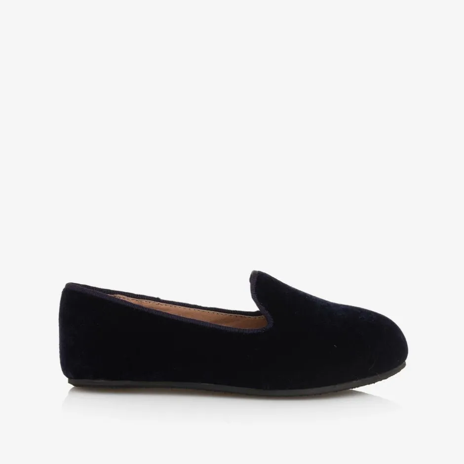 Age of Innocence Boys Navy Blue Velvet Loafers Clearance