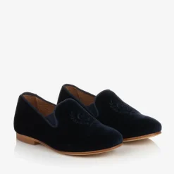 Beatrice amp; George Boys Navy Blue Velvet Loafers Clearance