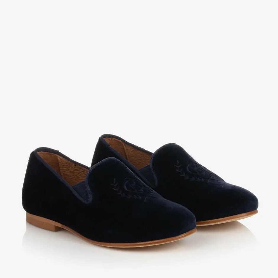 Beatrice amp; George Boys Navy Blue Velvet Loafers Clearance