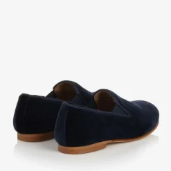 Beatrice amp; George Boys Navy Blue Velvet Loafers Clearance