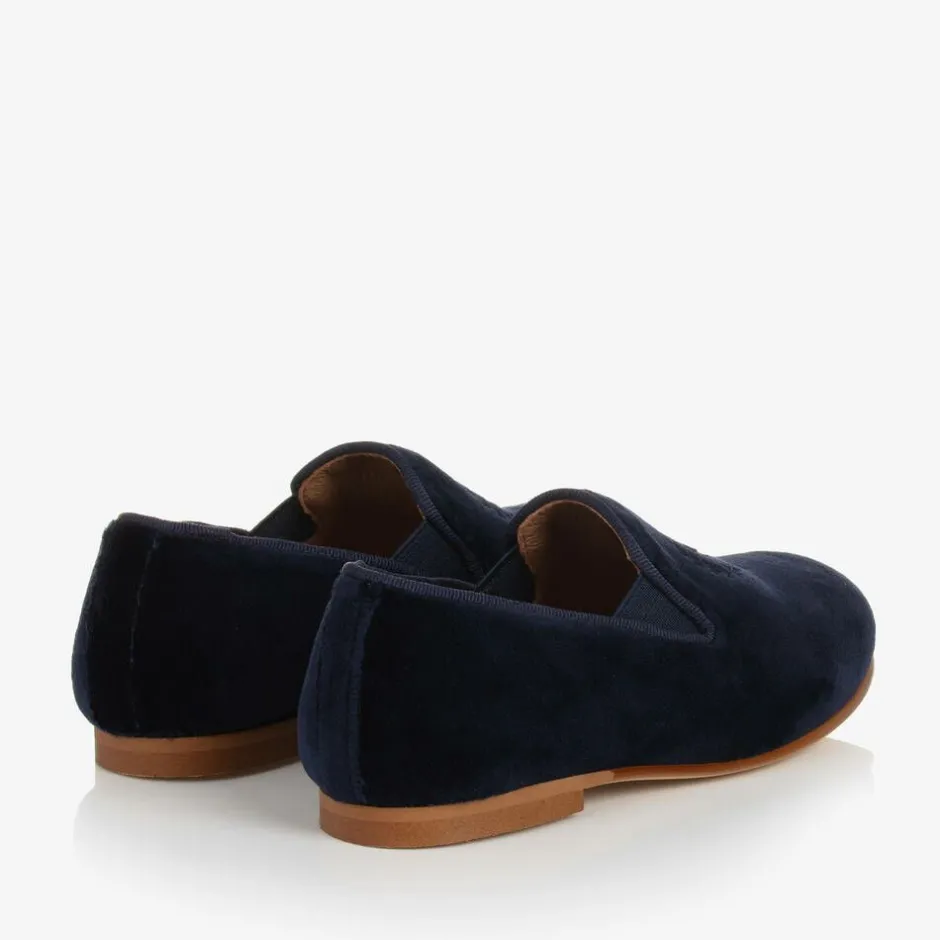 Beatrice amp; George Boys Navy Blue Velvet Loafers Clearance