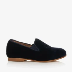 Beatrice amp; George Boys Navy Blue Velvet Loafers Clearance