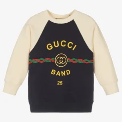 Gucci Boys Navy Blue Web Sweatshirt Sale