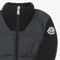 Moncler Enfant Boys Navy Blue Wool & Down Zip-Up Top New