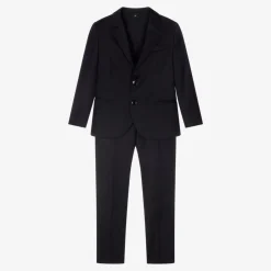 Emporio Armani Boys Navy Blue Wool Single-Breasted Suit Best