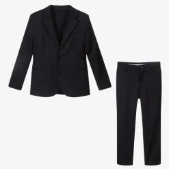 Emporio Armani Boys Navy Blue Wool Single-Breasted Suit Best