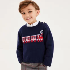 Beatrice amp; George Boys Navy Blue Wool Train Sweater Sale