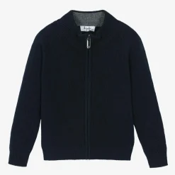 Il Gufo Boys Navy Blue Wool Zip-Up Cardigan Outlet