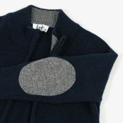 Il Gufo Boys Navy Blue Wool Zip-Up Cardigan Outlet