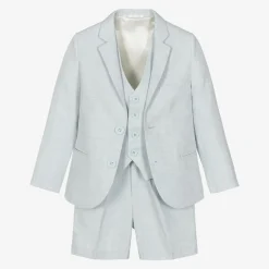 Caramelo Kids Boys Pale Blue Cotton Shorts Suit Discount