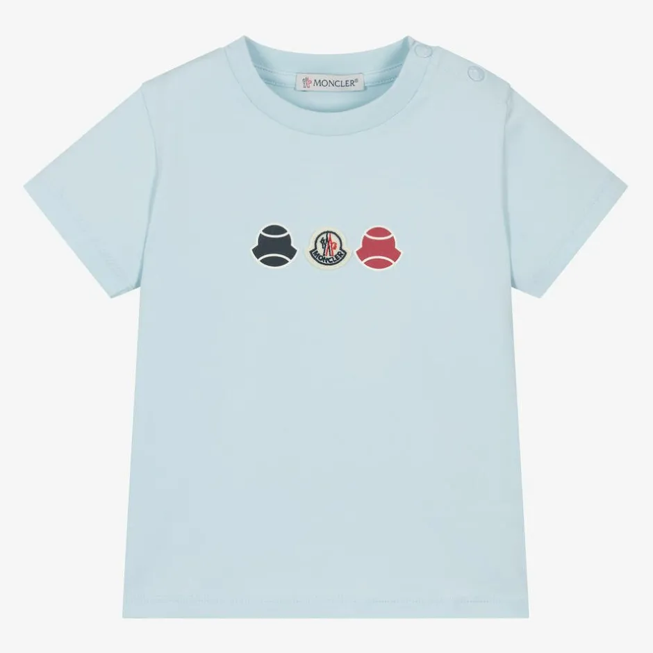 Moncler Enfant Boys Pale Blue Cotton T-Shirt Clearance