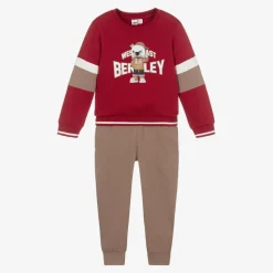 iDO Baby Boys Red & Beige Cotton Tracksuit Clearance