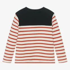 Week-end à la mer Boys Red & Ivory Breton Striped Cotton Top Hot