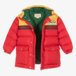 Gucci Boys Red & Yellow Hooded Puffer Coat Best