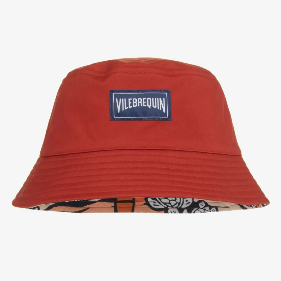 Vilebrequin Boys Red & Orange Turtle Bucket Hat Hot
