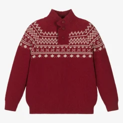 Dr. Kid Boys Red Cotton & Wool Knit Jumper Online