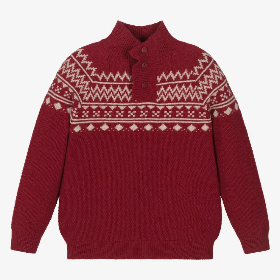 Dr. Kid Boys Red Cotton & Wool Knit Jumper Online
