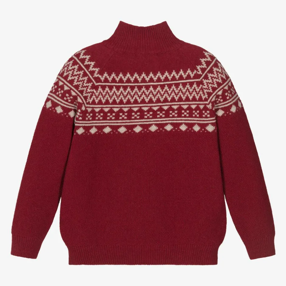 Dr. Kid Boys Red Cotton & Wool Knit Jumper Online