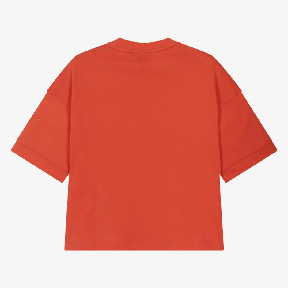 EA7 Emporio Armani Boys Red Cotton EA7 Logo T-Shirt Online