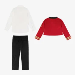 Beatrice amp; George Boys Red Cotton Military 3 Piece Suit New