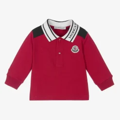 Moncler Enfant Boys Red Cotton Piqué Polo Top